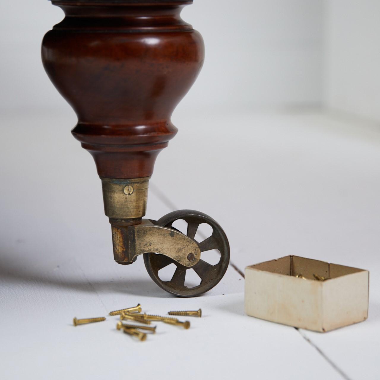 Large Leather Ottoman Stool brass castor and screws